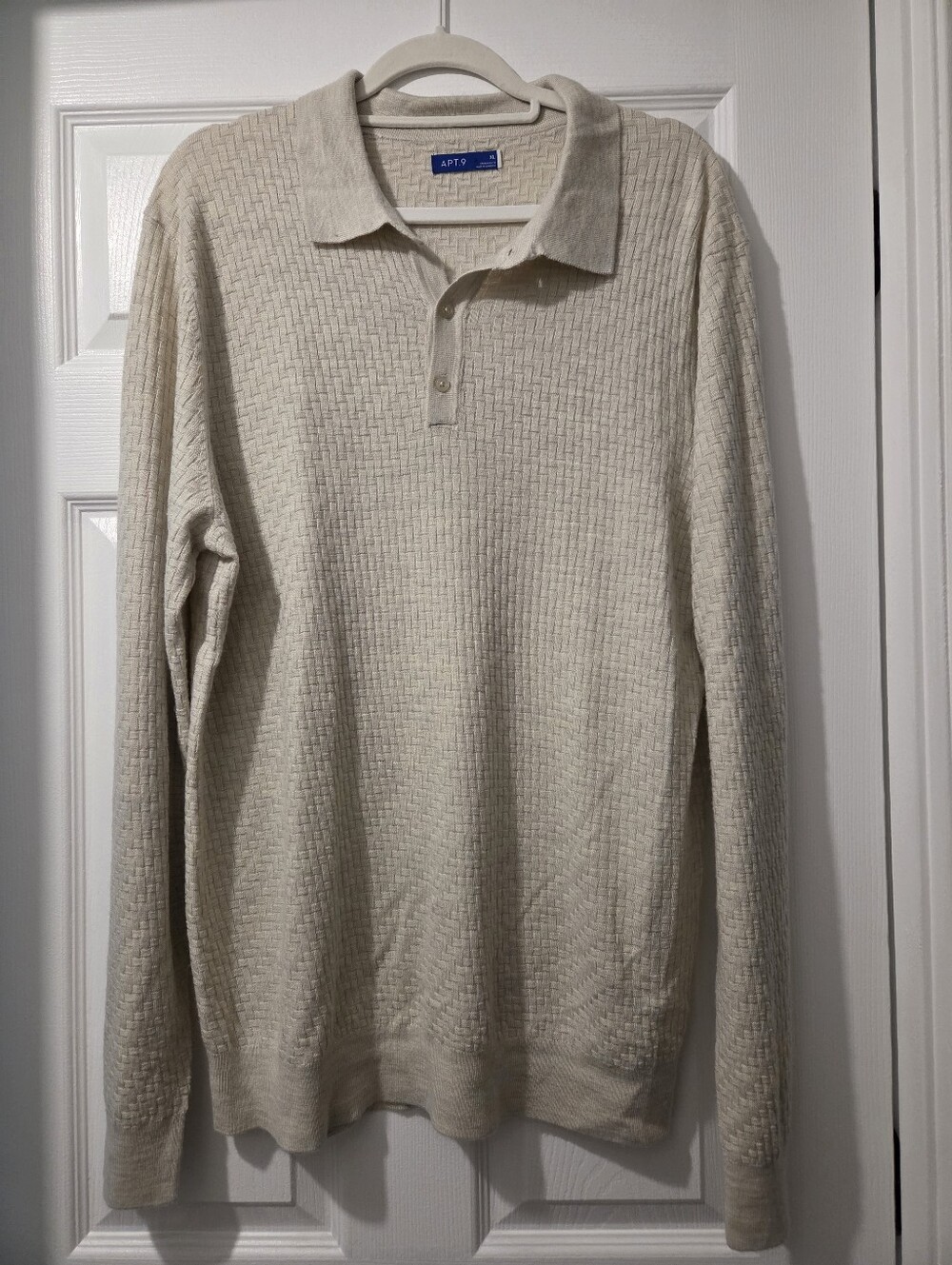 Apt. 9 Beige Textured Long-Sleeve Polo